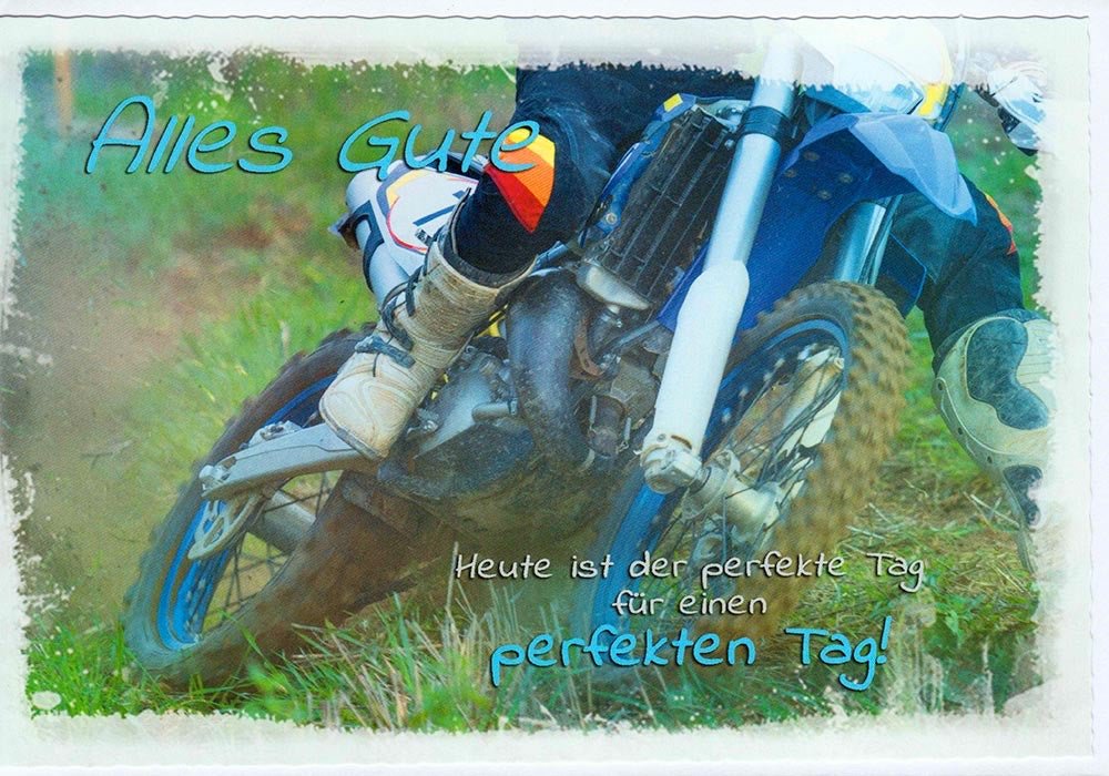 Geburtstagskarte für Männer mit Motorrad Motiv und Spruch Alles Gute Perfekter Tag Doppelkarte sportlich modern