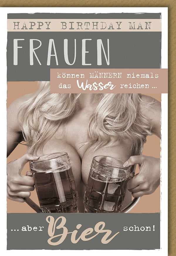 Geburtstagskarte für Männer mit witzigem Spruch und Biermotiv originelle Doppelkarte zum Geburtstag humorvoll für echte Kerle
