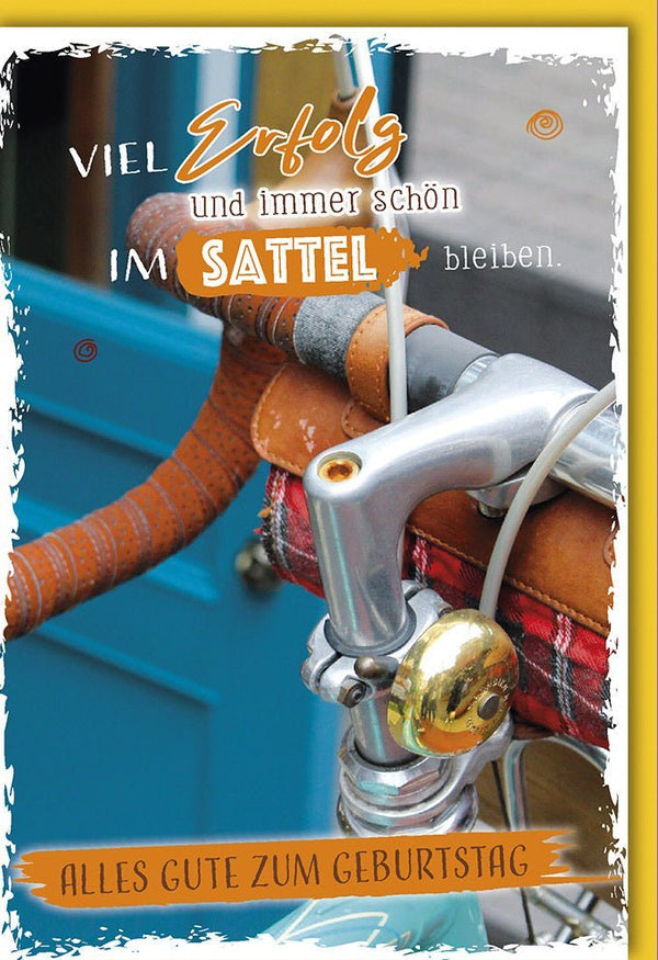 Geburtstagskarte für Männer - Retro Fahrrad & Sattel Design, Glückwünsche zum Erfolg
