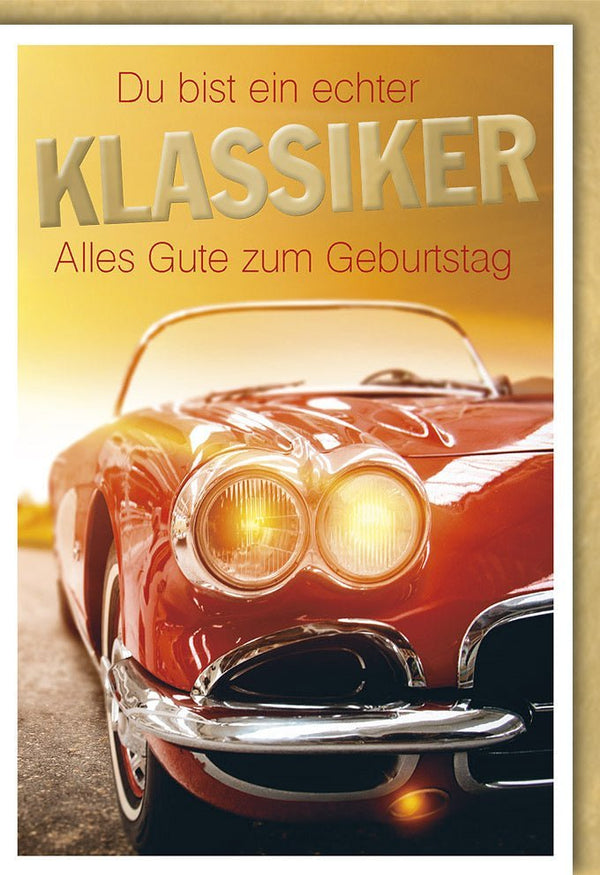 Geburtstagskarte für Männer - Retro Oldtimer Design, Klassische Vintage Auto Glückwünsche
