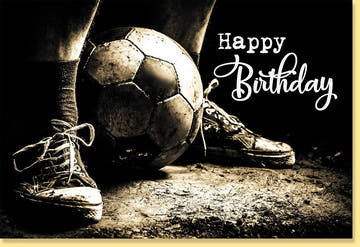 Geburtstagskarte für Männer - Vintage Fußball - Design in Sepia, Perfekt für Sportfans & Fußballliebhaber, Mit stilvollem Ballspiel - Motiv