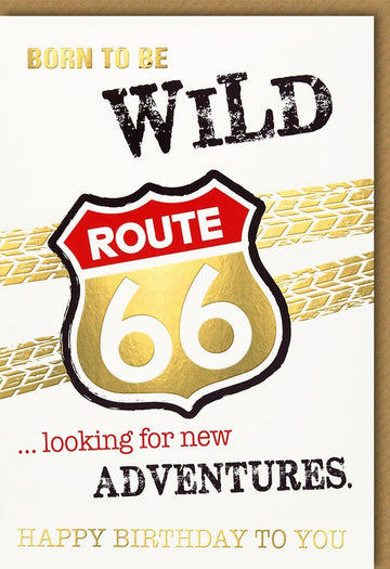 Geburtstagskarte für Männer - Vintage Motorrad Route 66, Retro Amerika Flair, Klassische Happy Birthday Karte