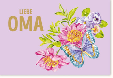 Geburtstagskarte für Oma: Farbenfrohe Blumen & Schmetterlinge, Hochwertiges Design, Perfektes Geschenk für die Familienfeier