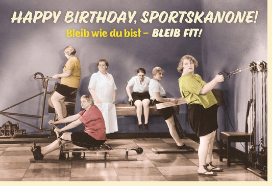 Geburtstagskarte für Sportfans: Retro Fitness - Humor mit Vintage Turnen Design, Perfekt für Feier & Glückwünsche - Lustige Krafttraining Karte
