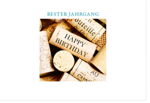 Geburtstagskarte für Weinliebhaber - Elegantes Weinkorken-Design, Perfekt für Jubiläum und Feier