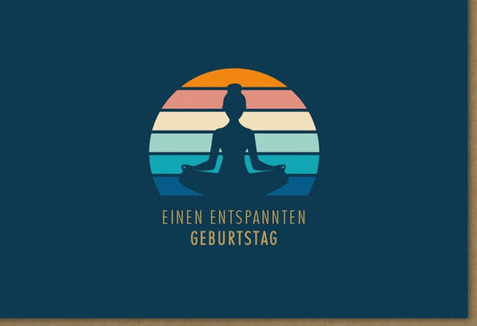 Geburtstagskarte für Yoga - Liebhaberinnen: Blaues Wellness - Motiv, Geschenk zur Förderung von Ruhe und Lebensfreude