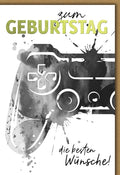 Geburtstagskarte Gamer - Controller mit dynamischem Spritz-Effekt