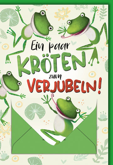 Geburtstagskarte Geldgeschenk – Fröhliche Frösche mit Wortspiel und buntem Design