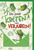 Geburtstagskarte Geldgeschenk – Fröhliche Frösche mit Wortspiel und buntem Design