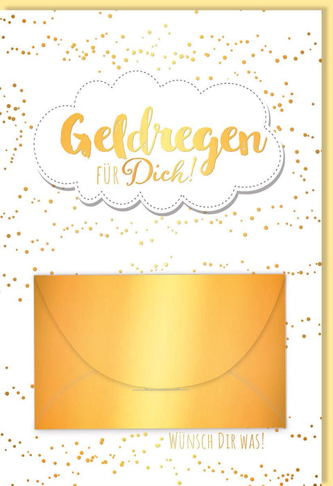Geburtstagskarte "Geldregen" - Elegantes Finanzgeschenk in Gold - Gelb für Erwachsene & Jugendliche, Perfekt für Geburtstagsfeiern