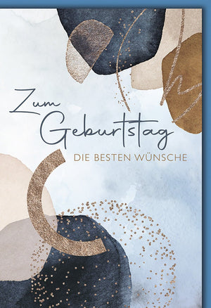 Geburtstagskarte Geschäftlich – Abstrakte Aquarellformen mit Goldakzenten