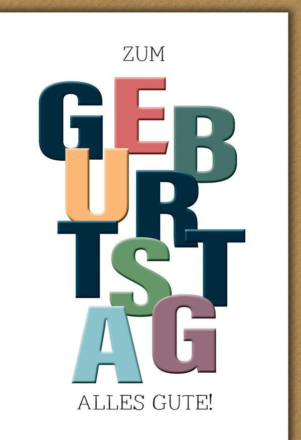 Geburtstagskarte Geschäftlich – Bunte Buchstaben Collage mit modernem Design