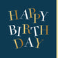 Geburtstagskarte geschäftlich edles Design Happy Birthday in Gold und Weiß auf dunkelblauem Hintergrund hochwertige Doppelkarte