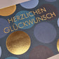 Geburtstagskarte geschäftlich edles Design mit goldenen Kreisen und Schrift Herzlich Glückwunsch hochwertige Doppelkarte für Kollegen Firmenjubiläum