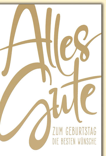 Geburtstagskarte Geschäftlich – Elegante Goldschrift auf weißem Hintergrund
