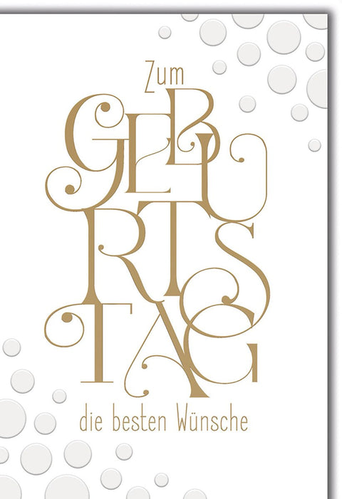 Geburtstagskarte Geschäftlich – Elegante Typografie mit goldenen Akzenten und Blasenmuster