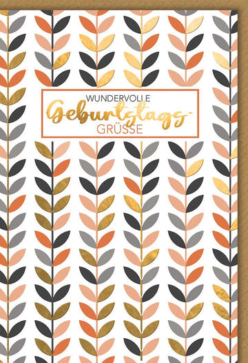 Geburtstagskarte Geschäftlich – Goldene Blätter mit modernem geometrischem Muster