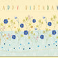 Geburtstagskarte geschäftlich mit Blumenwiese und Happy Birthday Schriftzug edles Design für Kollegen Mitarbeiter Firmenjubiläum
