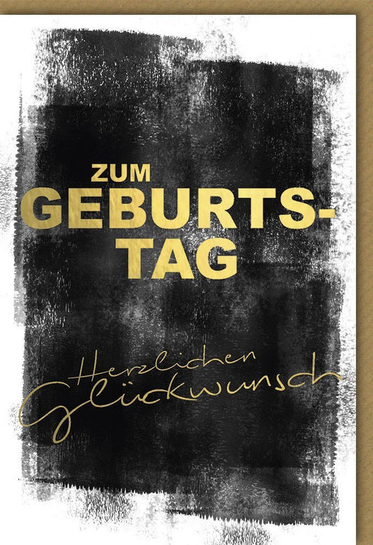 Geburtstagskarte geschäftlich - Stilvolle Klappkarte in Schwarz & Gold mit Modernem Schriftzug zur Gratulation