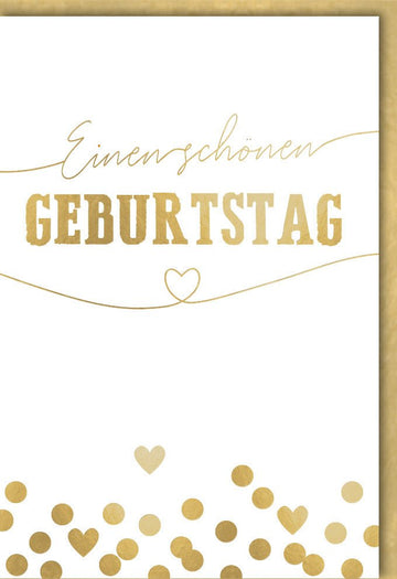 Geburtstagskarte goldene Schrift Herzen Punkte Doppelkarte edles Design Glückwunschkarte Geburtstag für besondere Wünsche