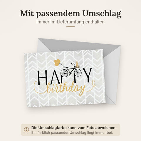 Geburtstagskarte "Happy Birthday" mit Fahrrad-Design - Modern & Unisex, Hochwertige Glückwunschkarte für stilvolle Geburtstagsfeiern