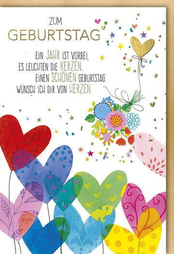 Geburtstagskarte - Herzliche Glückwünsche mit handgeschriebenem Spruch in bunten Farben für Familie & Freunde, ideal für jede Jubiläumsfeier