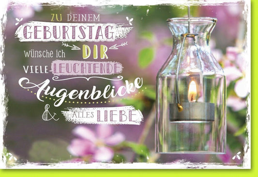 Geburtstagskarte - Herzliche Wünsche mit Kerzen & Blumen, Strahlende Momente für Jubiläen
