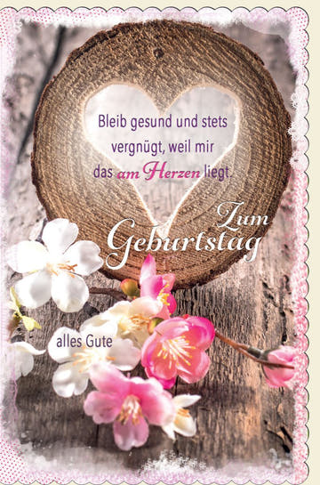 Geburtstagskarte Holzoptik Blumenmotiv - Rustikales Naturdesign, Vintage Eleganz für Freude & Gesundheit