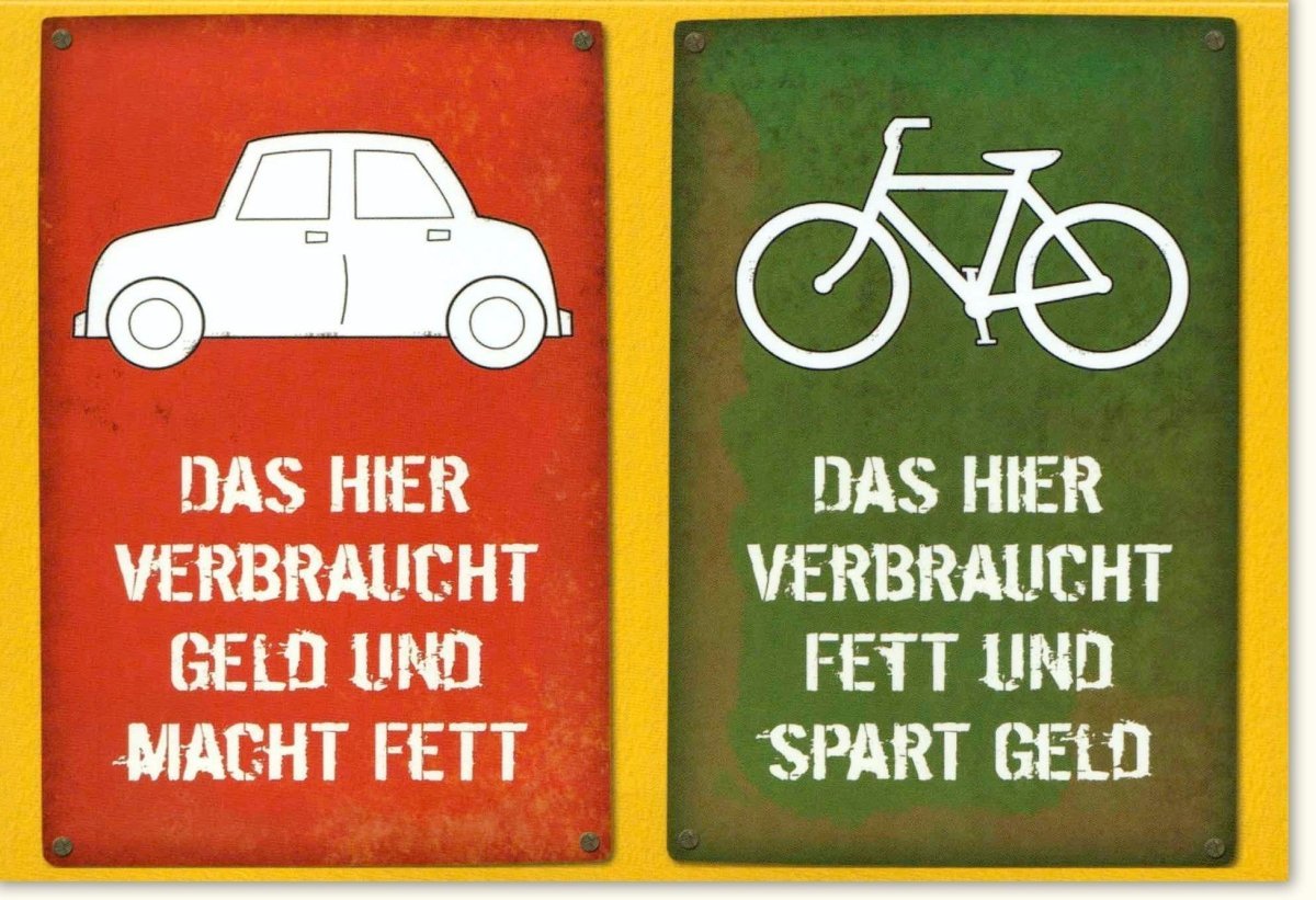 Geburtstagskarte: Humor "Auto vs. Fahrrad" - Energieeffizient, Gesund & Farbenfroh für Sportbegeisterte, Motivierendes Design