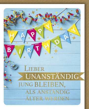 Geburtstagskarte - Humorvolle Karte mit Konfetti & Girlande, Farbenfrohe Party - Motive für Junggebliebene