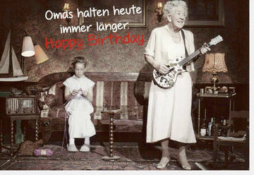 Geburtstagskarte - Humorvolle Vintage Cartoon Karte mit Witzigem Spruch, Spaßige Granny Design Geburtstagskarten - Lustig