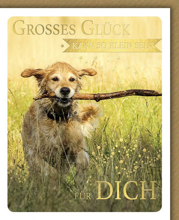 Geburtstagskarte Hund auf Wiese - Naturmotiv für Tierliebhaber, Herzlichkeit und Freude für Hundeliebhaber