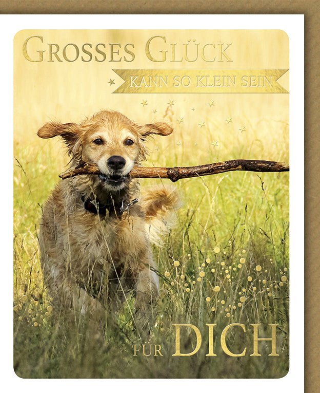 Geburtstagskarte Hund auf Wiese - Naturmotiv für Tierliebhaber, Herzlichkeit und Freude für Hundeliebhaber