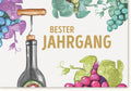 Geburtstagskarte Jahrgangsdesign - Weintrauben & Flaschen, Retro Vintage Stil, Elegante Glückwünsche für Jubiläum & Feier, Kreative Geschenkidee