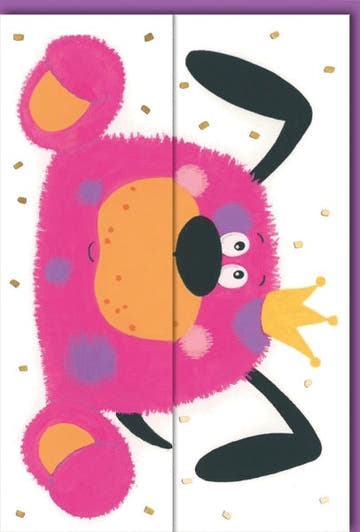 Geburtstagskarte Kinder – Pinker Hund mit Krone und buntem Eis in lustigem Design
