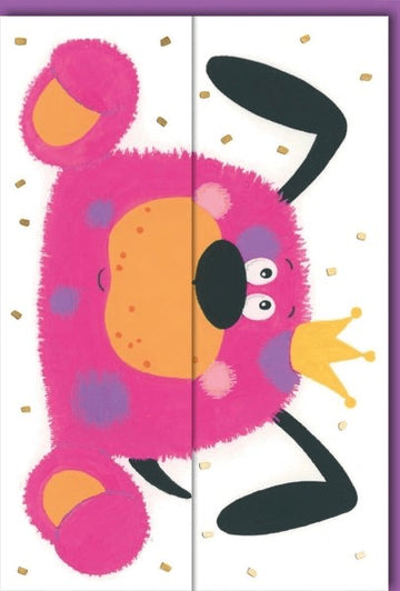 Geburtstagskarte Kinder – Pinker Hund mit Krone und buntem Eis in lustigem Design