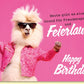 Geburtstagskarte Lama mit Sonnenbrille und pinker Jacke witzige Glückwunschkarte Geburtstag Feierstimmung Happy Birthday Doppelkarte