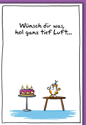 Geburtstagskarte Lustig – Comic-Hamster mit Torte und witzigem Spruch in bunten Farben