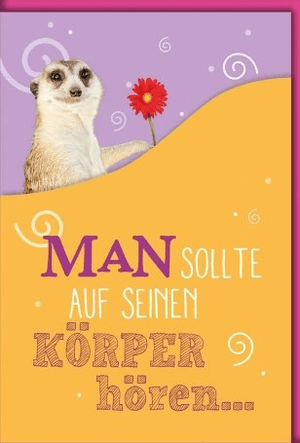 Geburtstagskarte Lustig – Erdmännchen auf Schwimmring mit Blume und Humor-Spruch