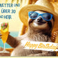 Geburtstagskarte lustig Faultier mit Sonnenbrille und Cocktail witzige Doppelkarte über 30 Jahre Sommermotiv Happy Birthday