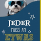 Geburtstagskarte Lustig – Hund mit Disco - Kugel und Wein in Retro - Design