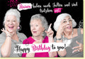 Geburtstagskarte lustig mit älteren Damen und Spruch Rosinen haben Falten trotzdem süß witzige Doppelkarte Happy Birthday