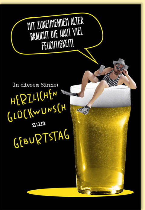 Geburtstagskarte lustig mit Bierglas und Spruch für Männer originelle Doppelkarte witzige Glückwunschkarte zum Geburtstag