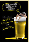 Geburtstagskarte lustig mit Bierglas und Spruch für Männer originelle Doppelkarte witzige Glückwunschkarte zum Geburtstag