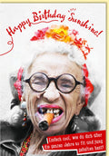 Geburtstagskarte lustig mit cooler Oma Zigarre Blumen Happy Birthday Sunshine witzige Doppelkarte zum Geburtstag für Frauen