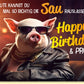 Geburtstagskarte lustig mit cooler Sau im Lederoutfit und Bier Happy Birthday Prost witzige Doppelkarte für Männer und Frauen