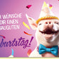 Geburtstagskarte lustig mit Schwein Partyhut und Konfetti für einen sauguten Geburtstag witzige Doppelkarte für Freunde