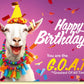 Geburtstagskarte lustig mit Ziege und Konfetti für Männer und Frauen witzige Doppelkarte Happy Birthday G.O.A.T. Motiv
