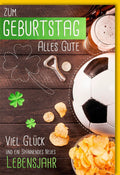 Geburtstagskarte Männer - Fußball & Bier, Humorvoller Spruch, Sportliches Geschenk zur Partyfeier