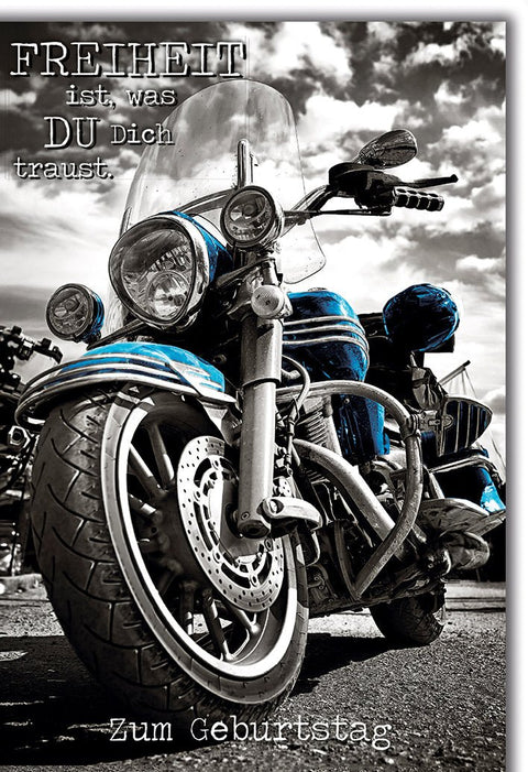 Geburtstagskarte Männer – Motorrad Freiheit Retro - Design mit inspirierendem Spruch